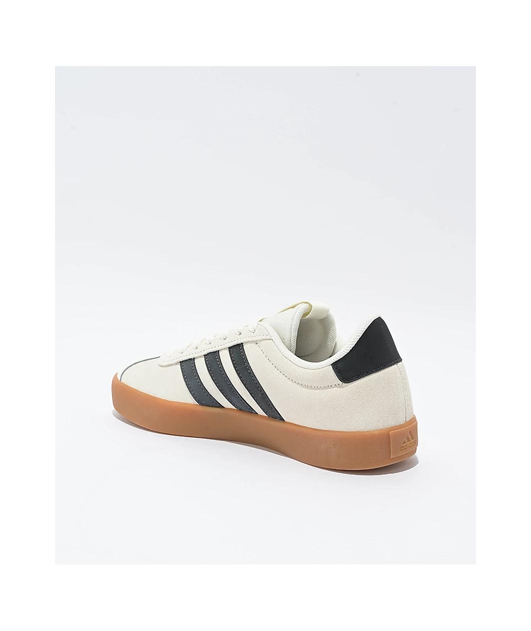 adidas VL Court 3.0 White, Grey, & Gold Shoes Product Image