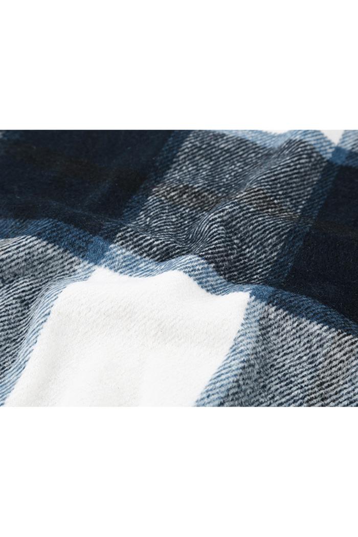 Flannel Pocket Plaid Long Shirt Jacket Product Image