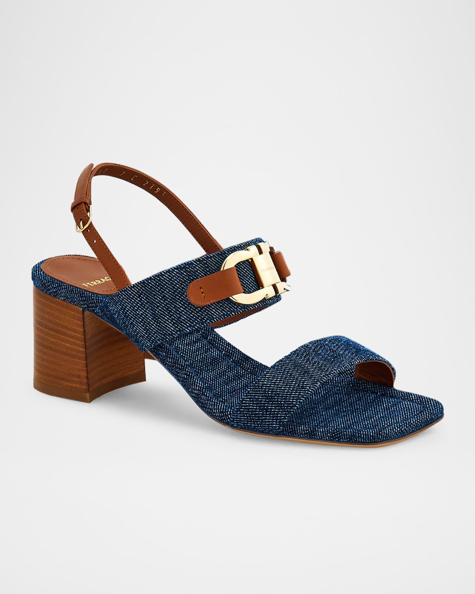 Lou Denim Gancio Slingback Sandals Product Image