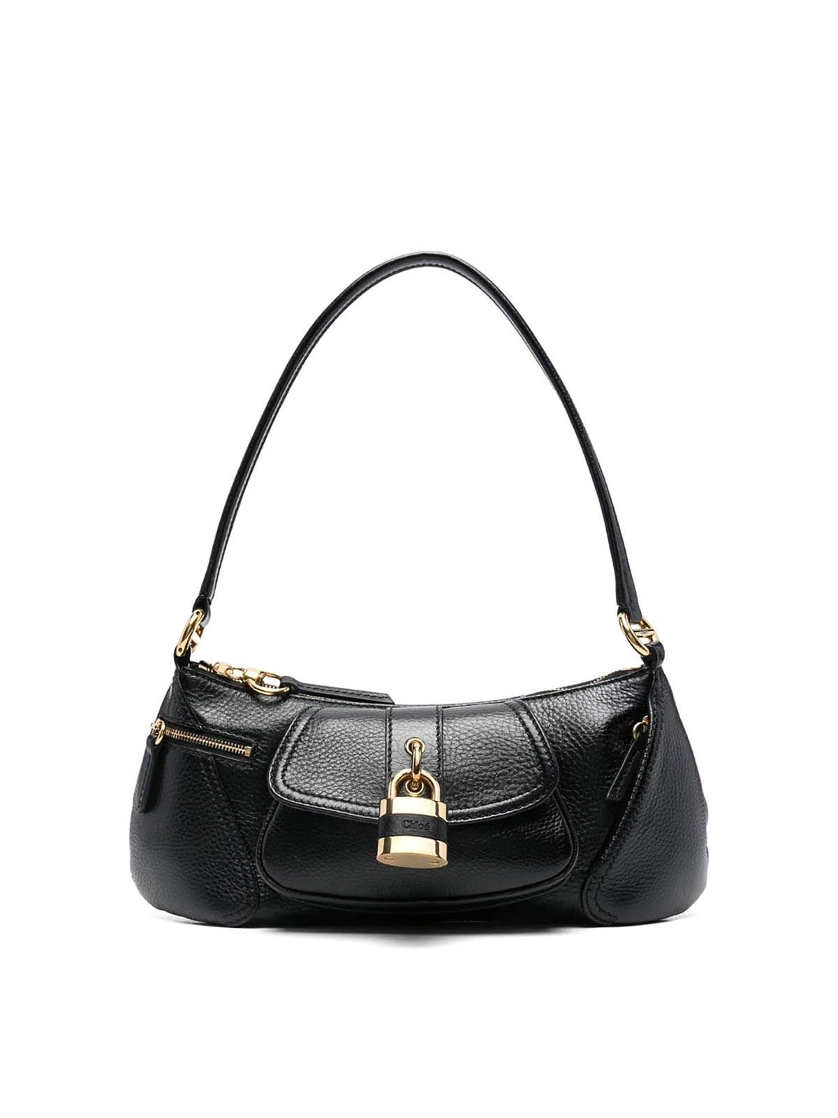 CHLOÉ The 99 Embellished Textured-leather Shoulder Bag In Black Product Image