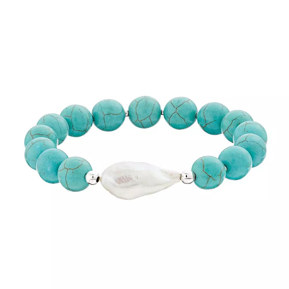 Aleure Precioso 10 mm Bead & Freshwater Pearl Stretch Bracelet, Women's,  Product Image