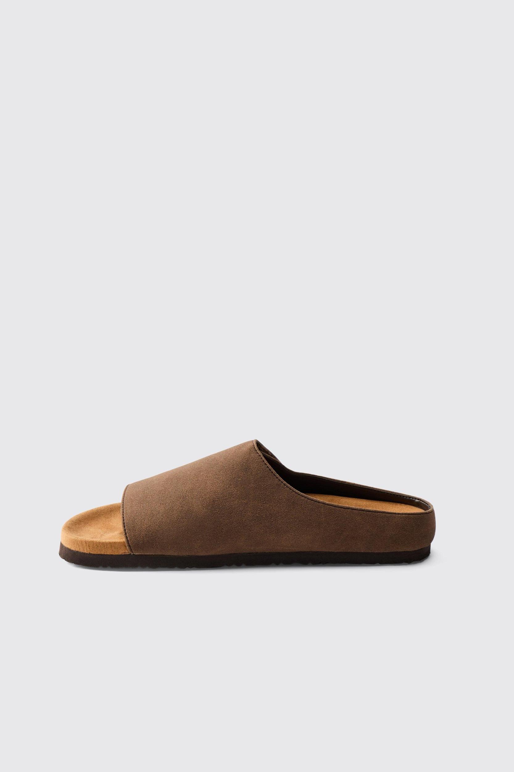 Faux Suede Slider Style Sandal | boohooMAN USA Product Image