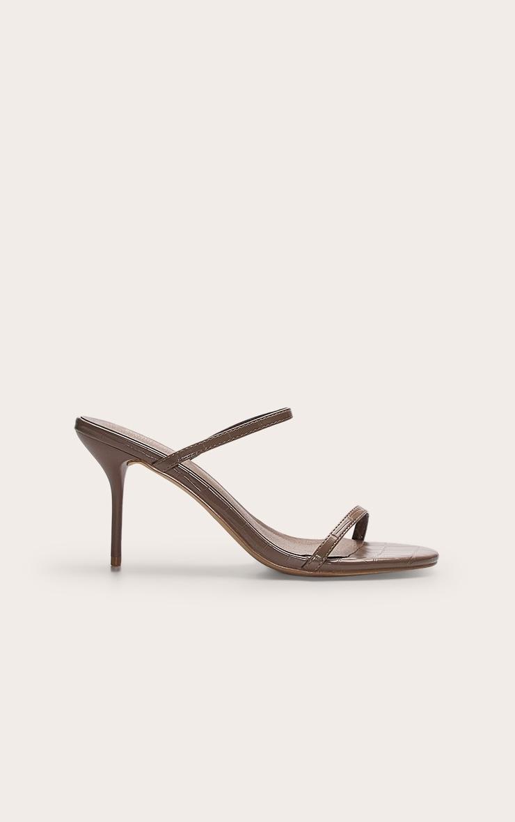 Mushroom Wide Fit Pu Round Toe Strappy Stiletto Heeled Mules Product Image