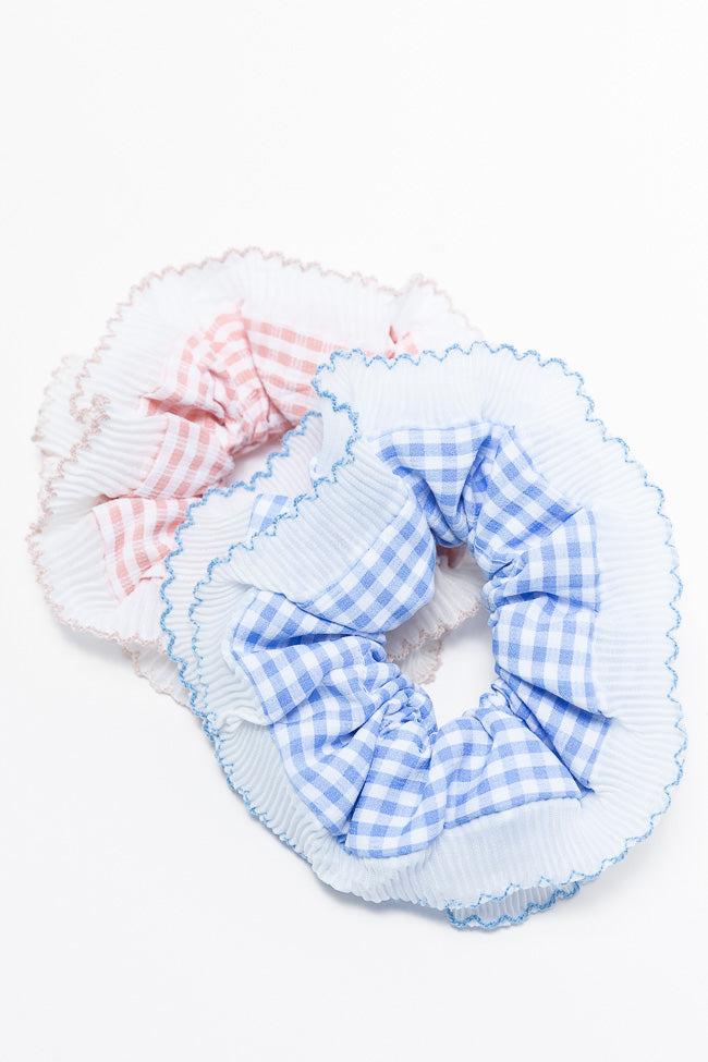Pink and Blue Gingham Scrunchie Set FINAL SALE Product Image