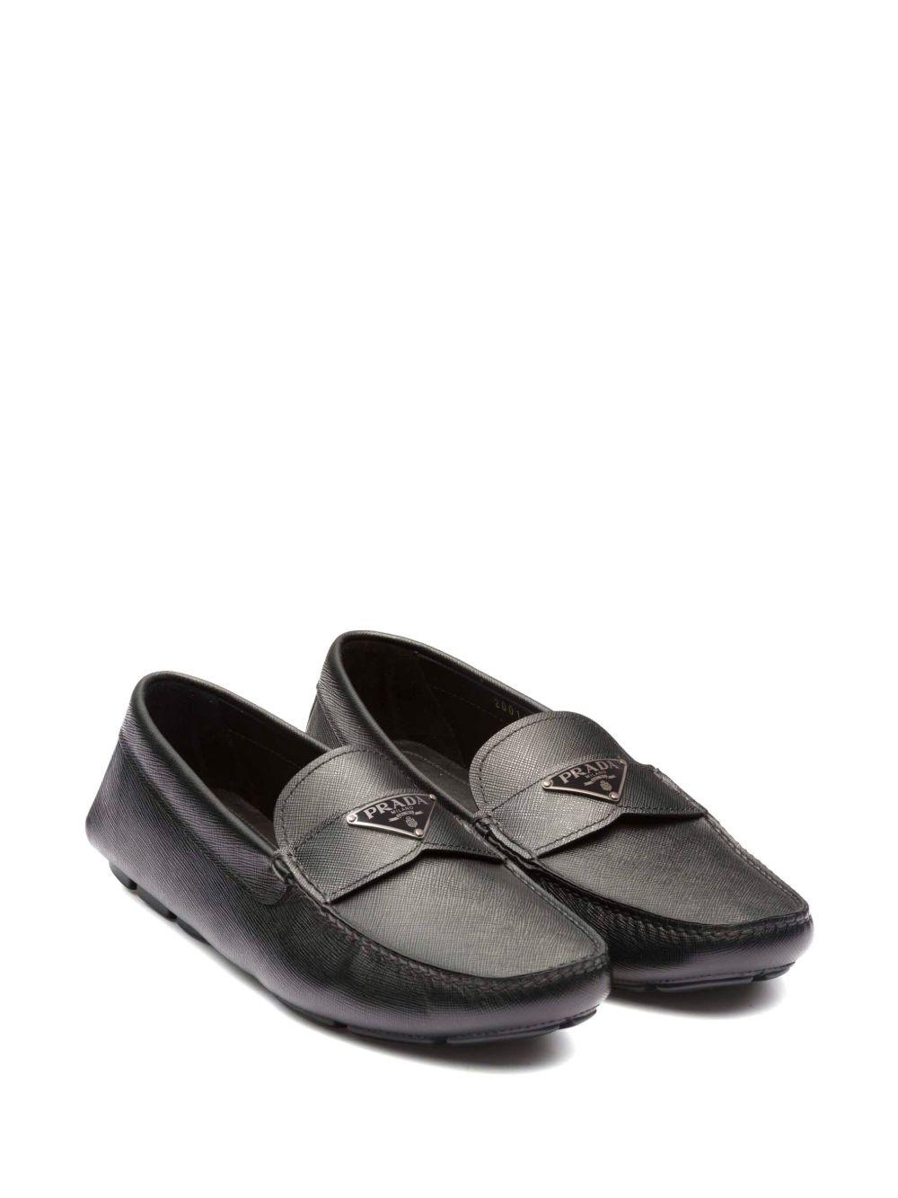 triangle-logo leather loafers Product Image