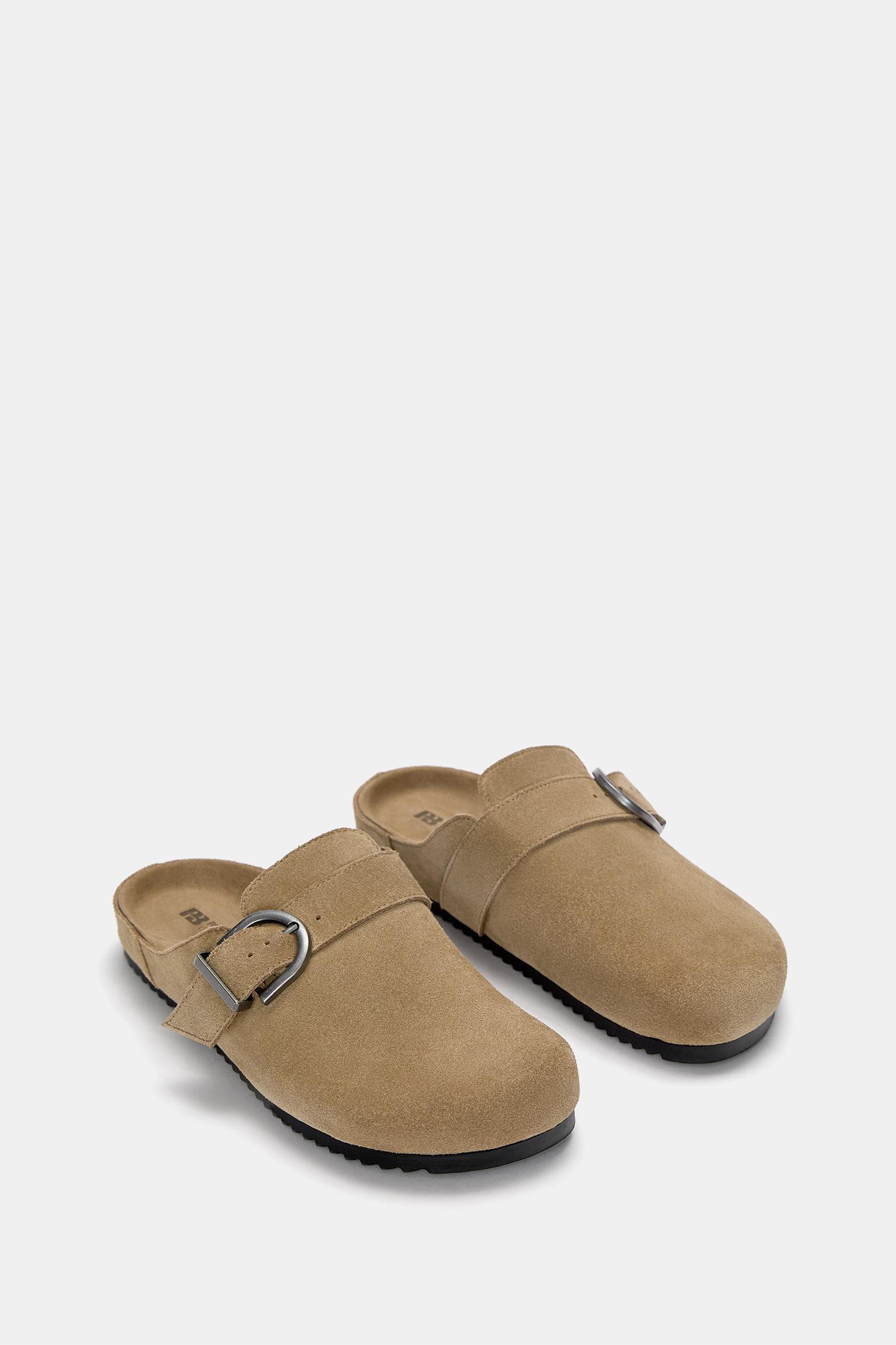 Leather clogs with buckle Product Image
