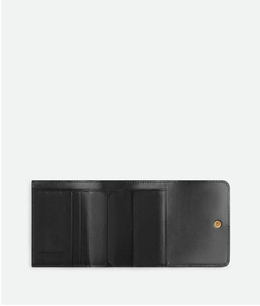 Women's Intrecciato Tri-Fold Wallet in Black Product Image