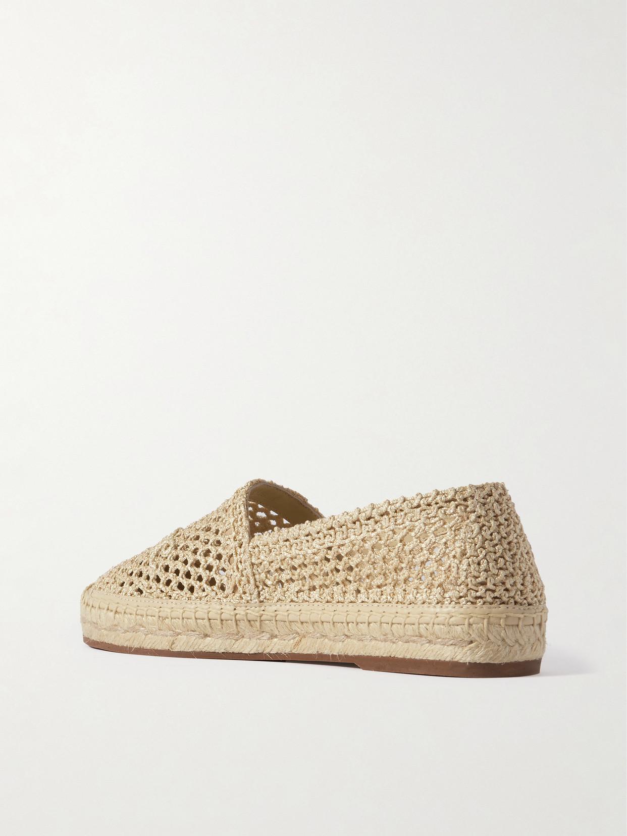 CHLOÉ Womens Chloe Isla Logo-embossed Crochet Espadrilles In Brown Product Image