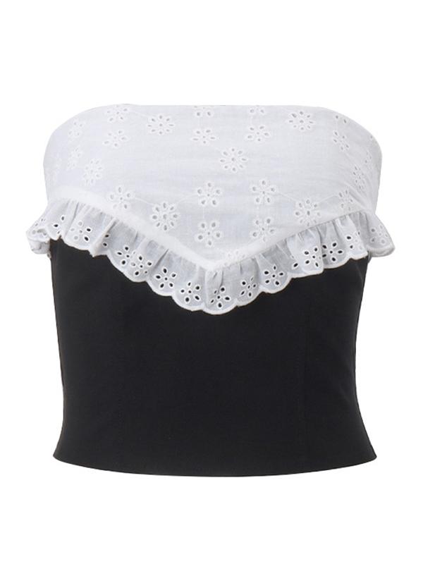 Cutout Ruffled Splice Bandeau Top Product Image