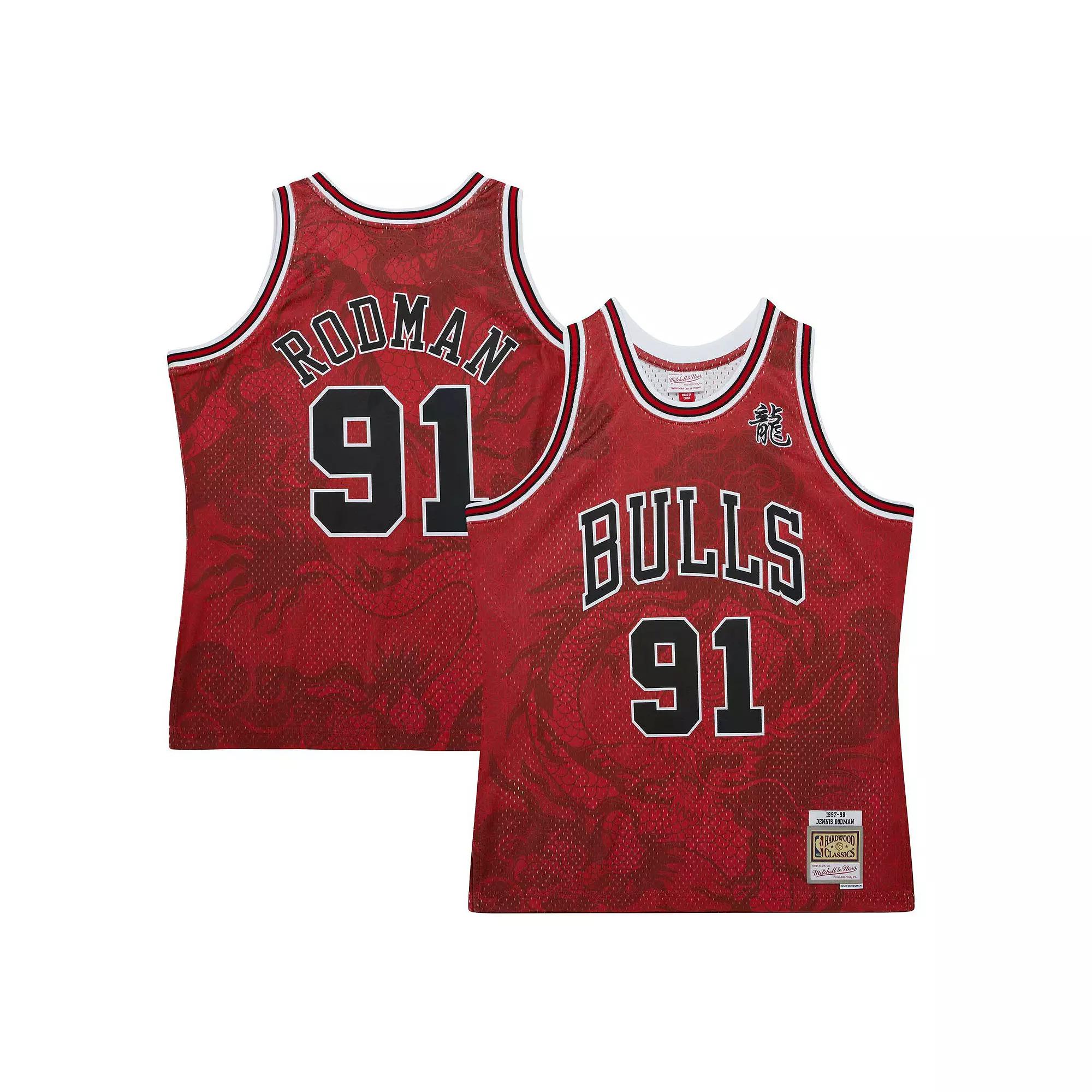 Men's Mitchell & Ness Dennis Rodman Red Chicago Bulls 1997/98 Hardwood Classics Asian Heritage 6.0 Swingman Throwback Player Jersey,  Product Image