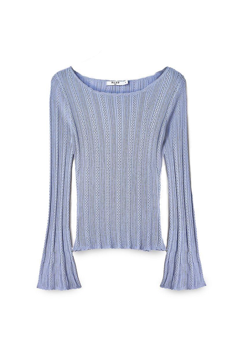 Knitted Pointelle Long Sleeve Top Product Image