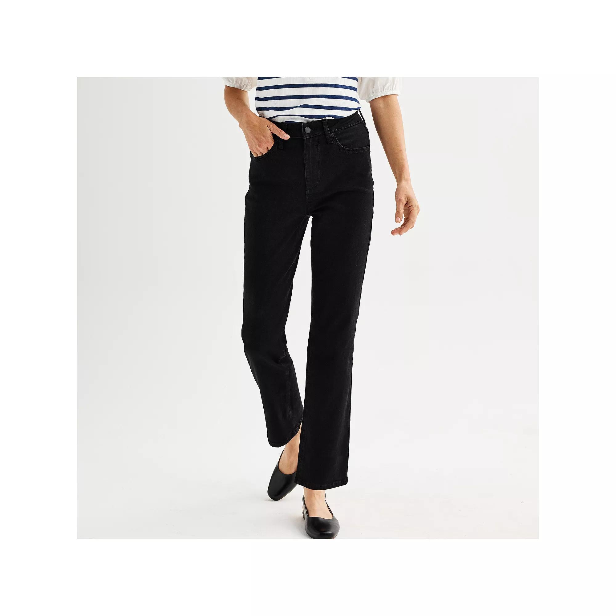 Women's Sonoma Goods For Life® High Rise Straight Jeans, Size: 8 Avg/Reg, Black Product Image