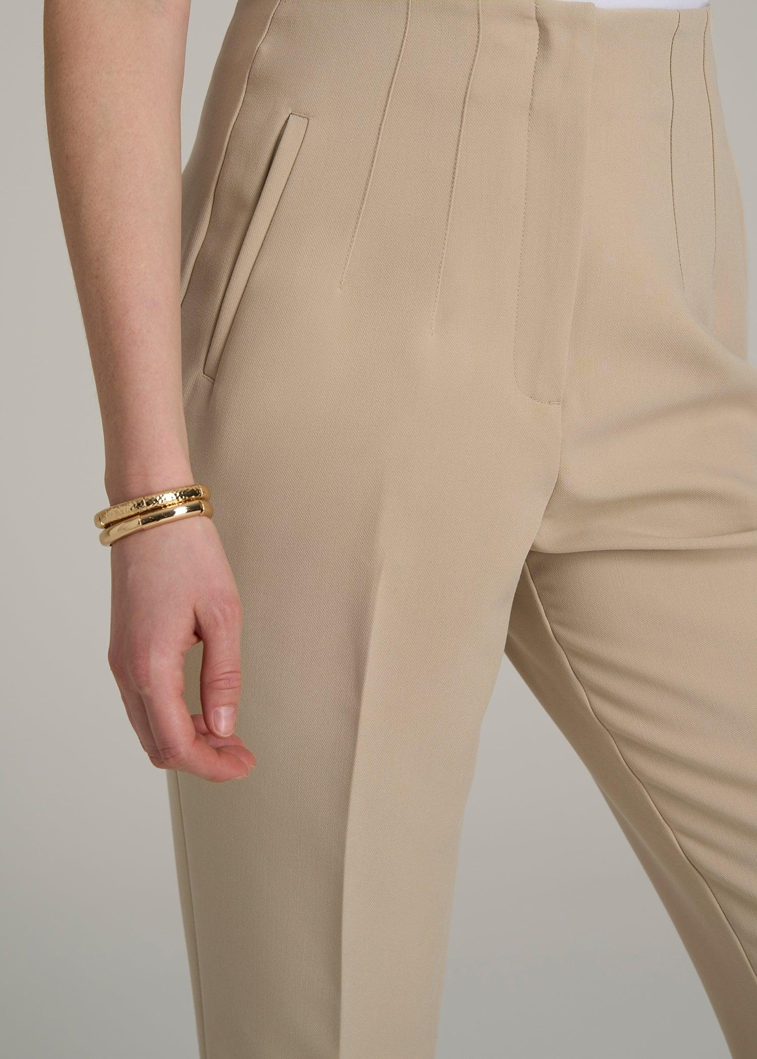 High Rise Pants with Darts for Tall Women in Light Camel Female Product Image