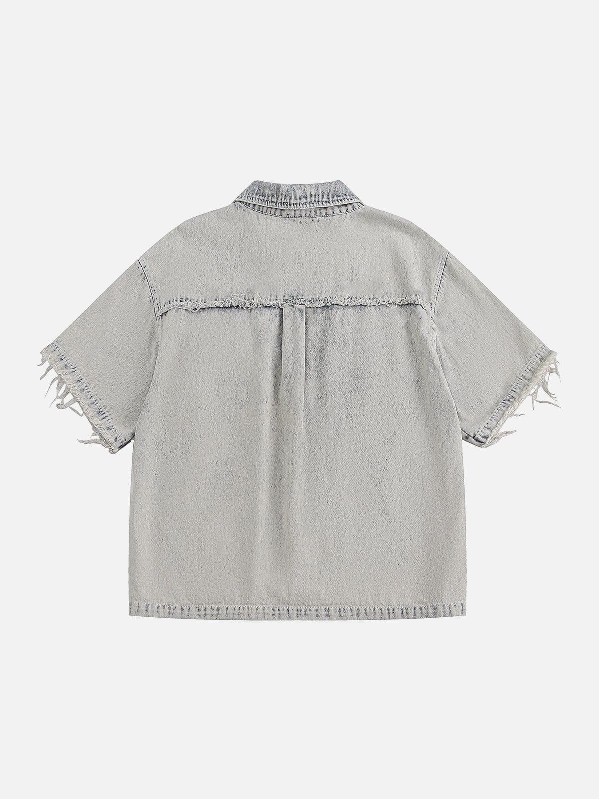 Aelfric Eden Fringe Denim Zip Up Shirt Product Image