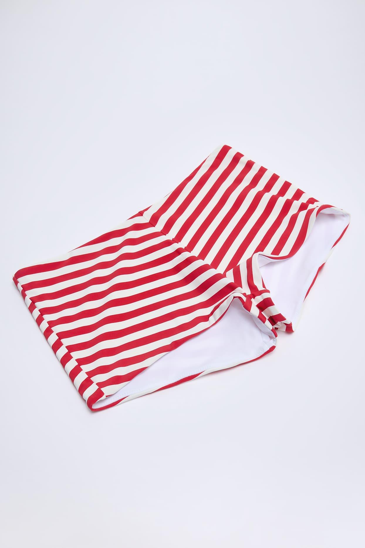 Mid-Rise Hot Pants in Cherry Red Stripe Female Product Image