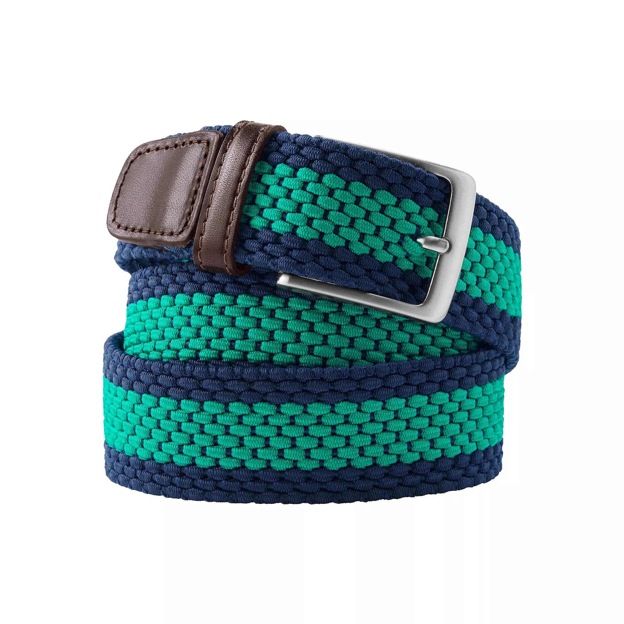 Men's Lands' End Elastic Braid Leather Trim Belt,  Product Image