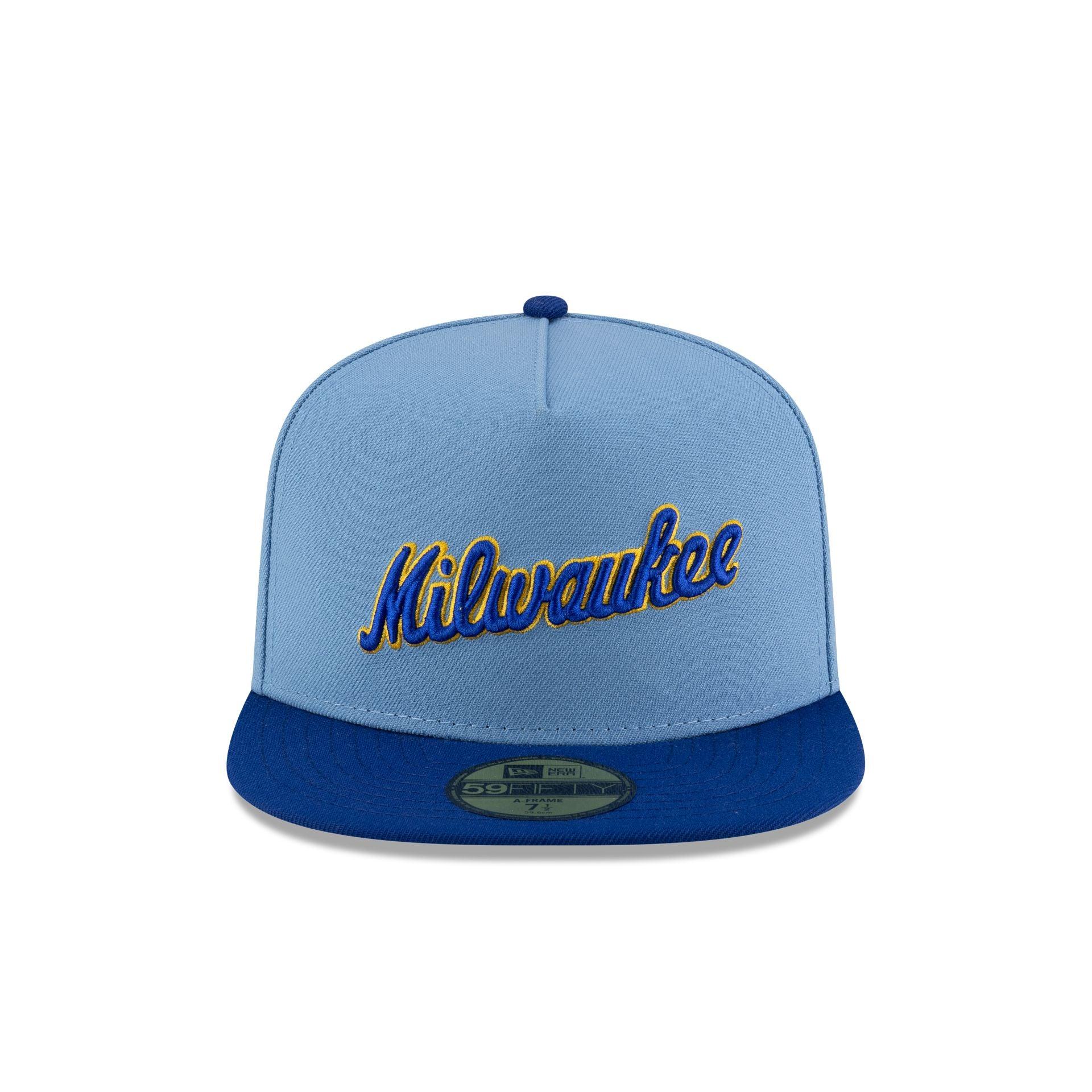 Just Caps Sky Blue Milwaukee Brewers 59FIFTY A-Frame Fitted Hat Male Product Image