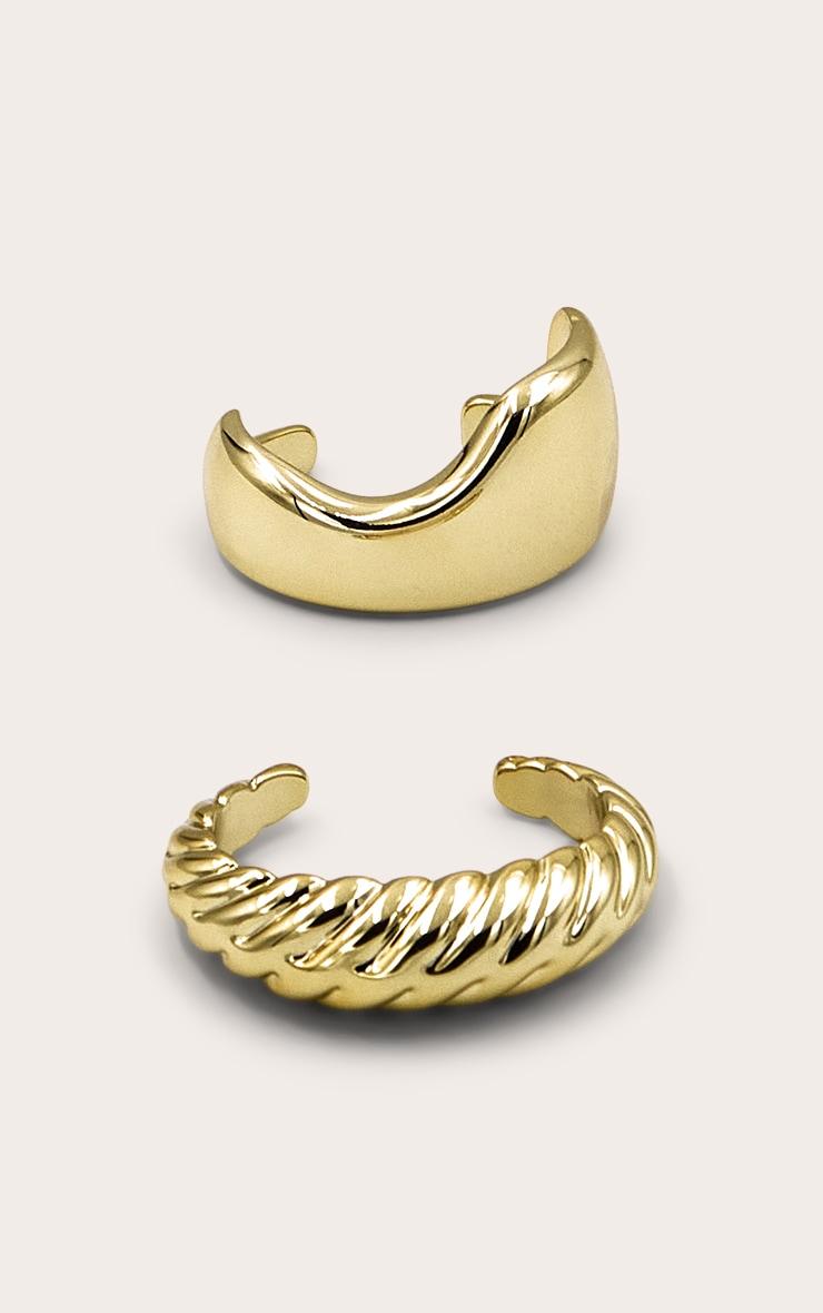Gold Abstract and Baguette Cuff Set Product Image