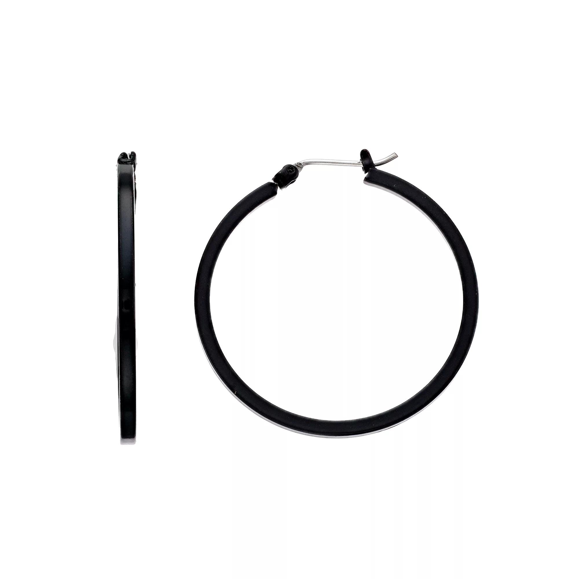 Simply Vera Vera Wang Black Tone Thick Hoop Earrings, Women's Product Image