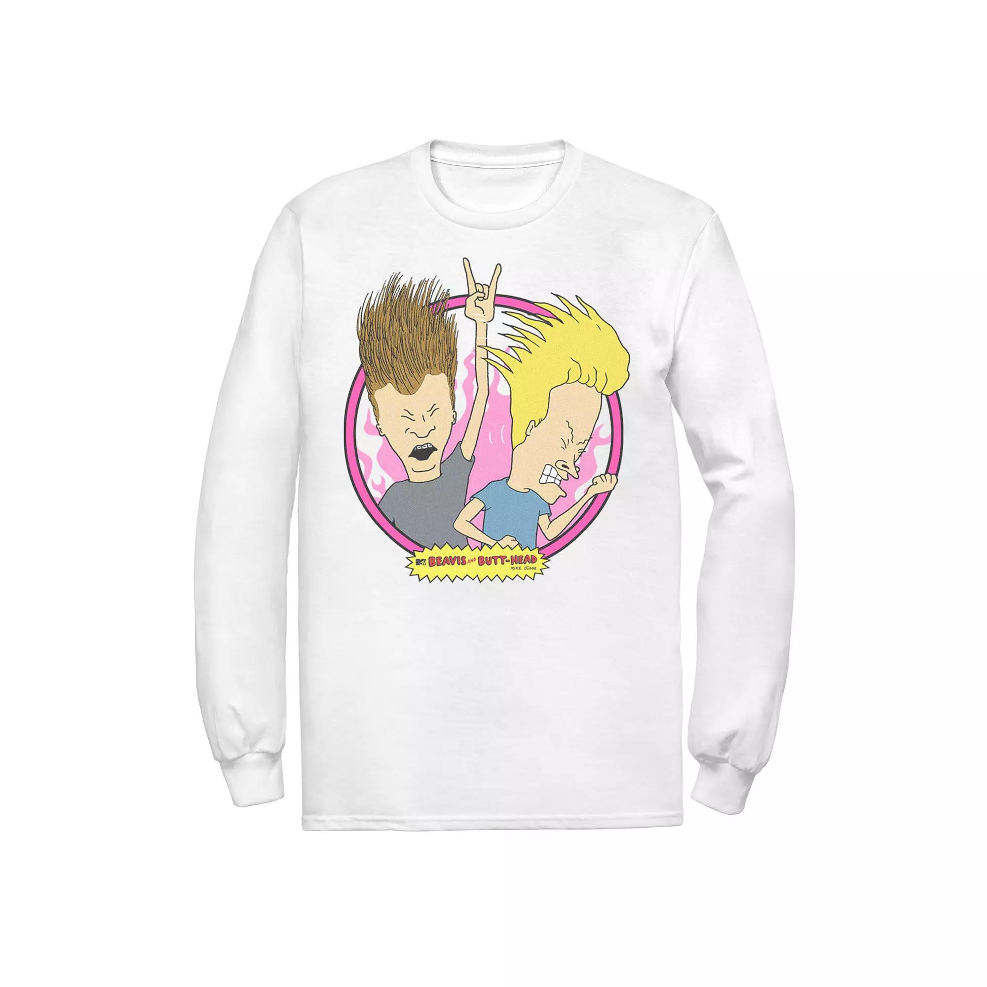 Men's Beavis And Butthead Rock N Roll Circle Portrait Tee,  Product Image