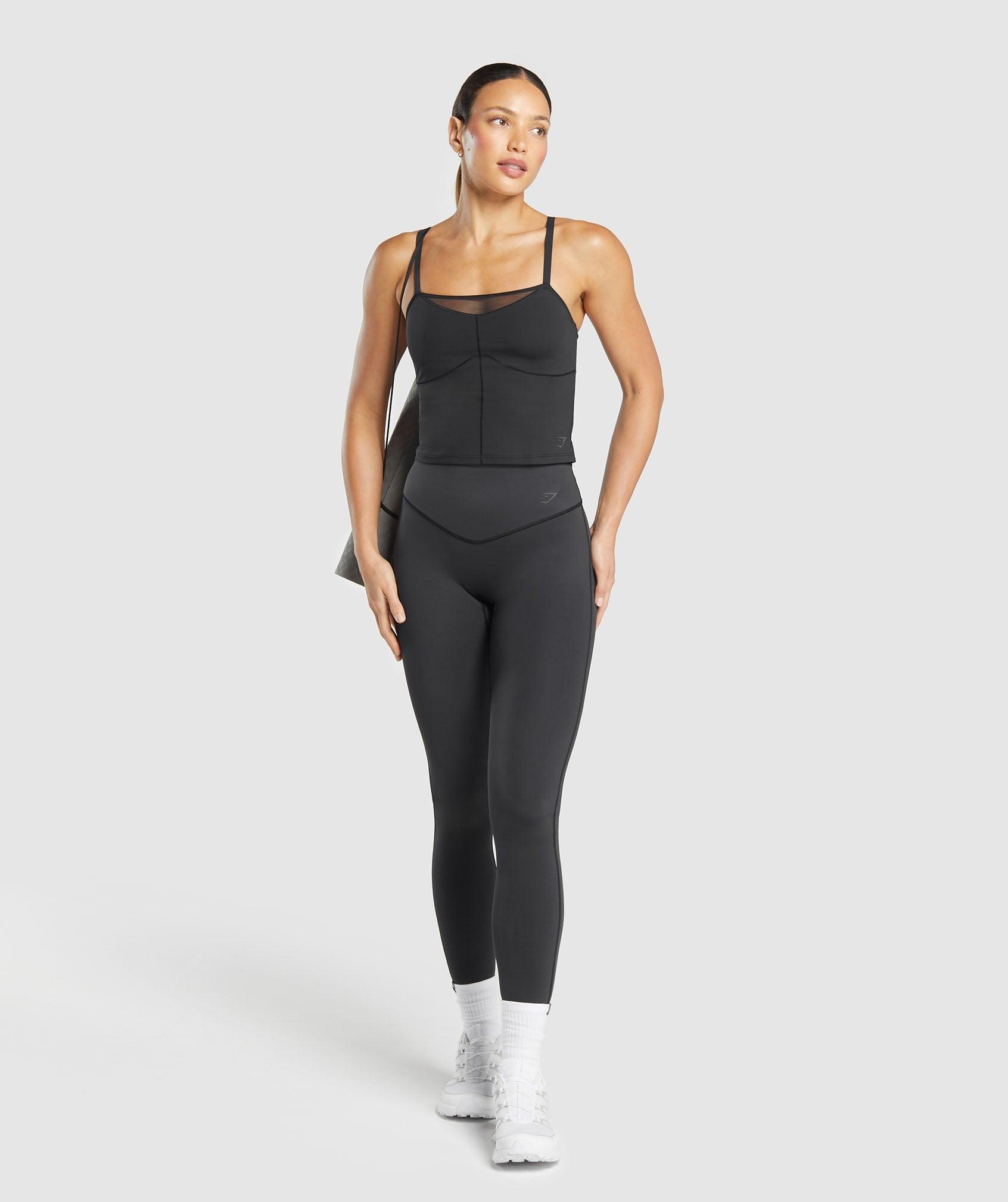 Gymshark Elevate Mesh Tank With Shelf - Black Female Product Image