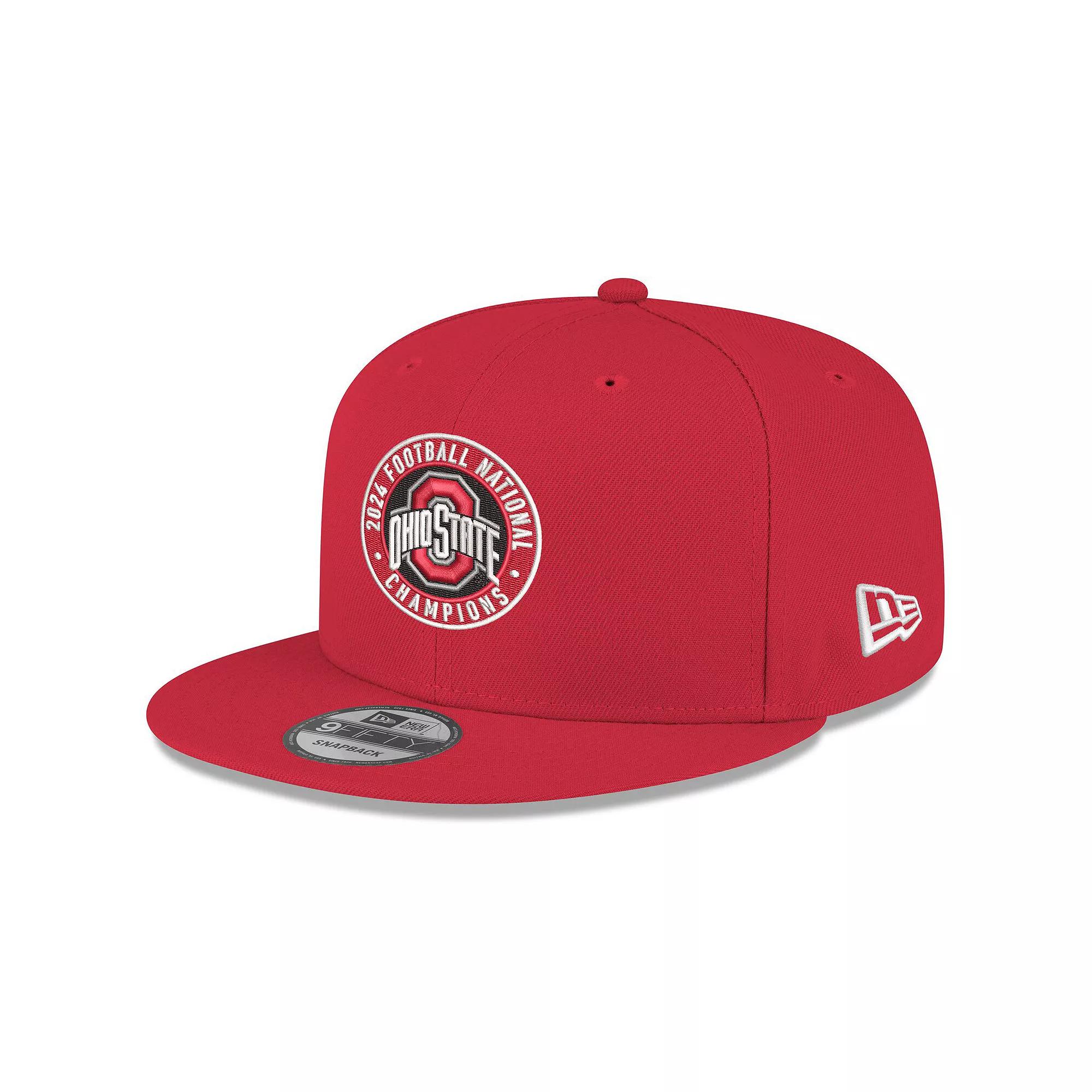 Men's New Era  Scarlet Ohio State Buckeyes College Football Playoff 2024 National Champions Seal 9FIFTY Snapback Hat, Red Product Image