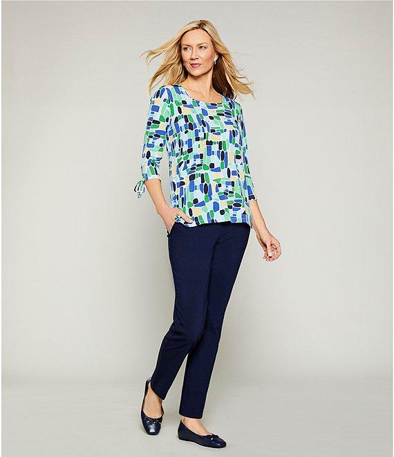 Allison Daley Kelly Mosaic 3/4 Tie Sleeve Square Neck Knit Top Product Image