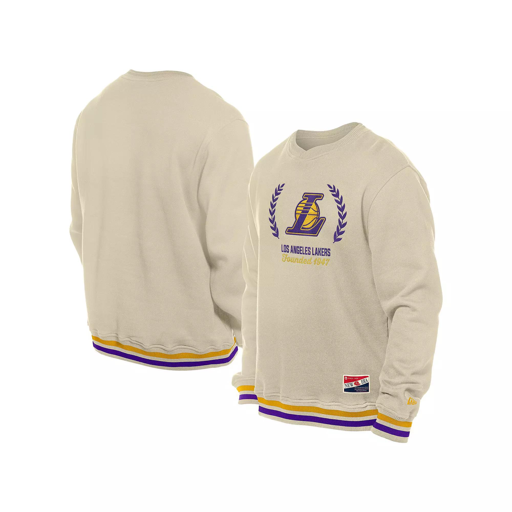 Men's New Era White Los Angeles Lakers Throwback Vintage Pullover Sweatshirt,  Product Image