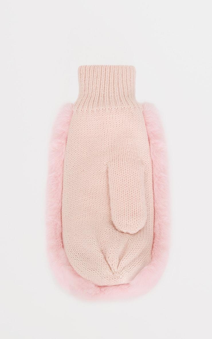 Pink Faux Fur Soft Knit Mittens Product Image