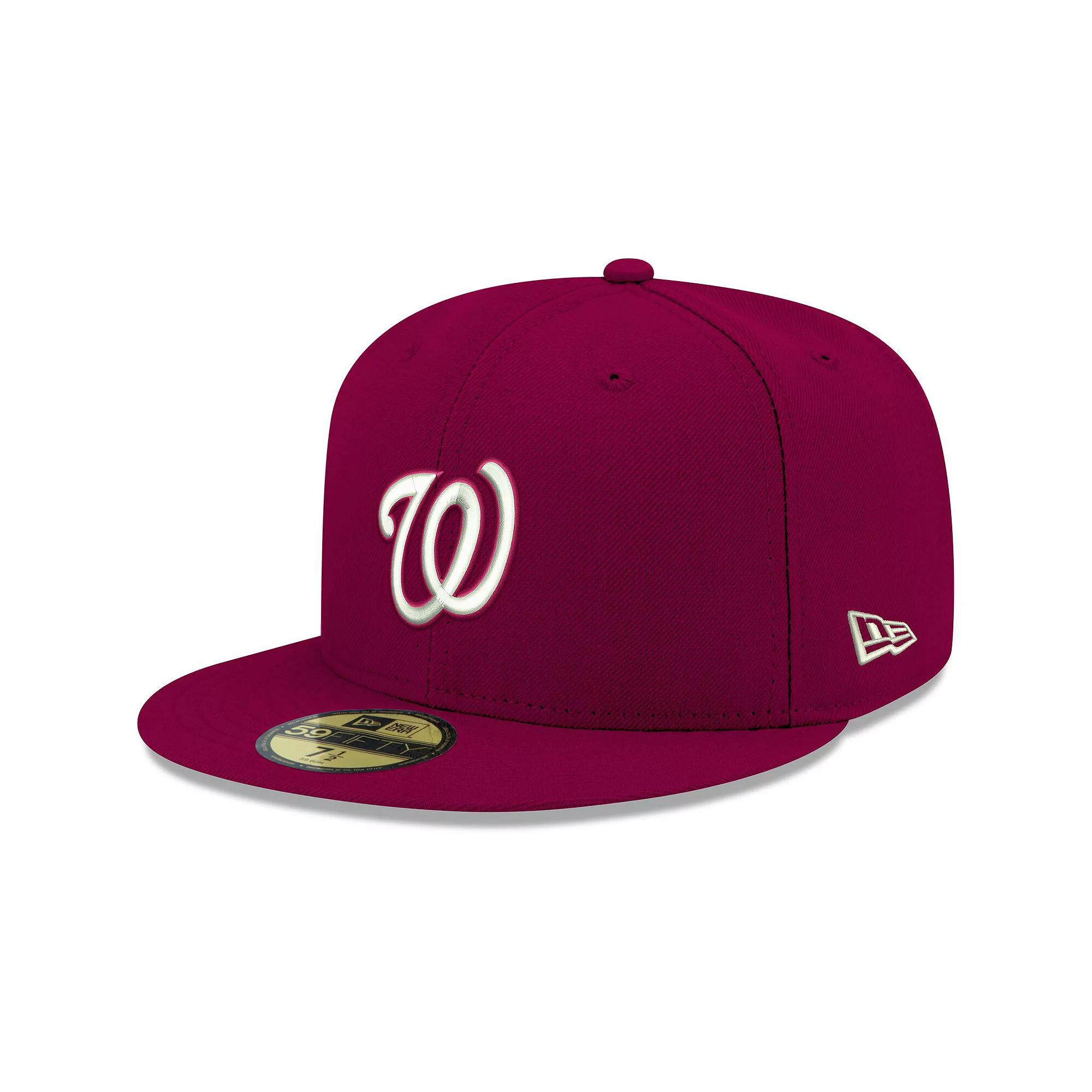 Men's New Era Cardinal Washington Nationals White Logo 59FIFTY Fitted Hat,  Product Image