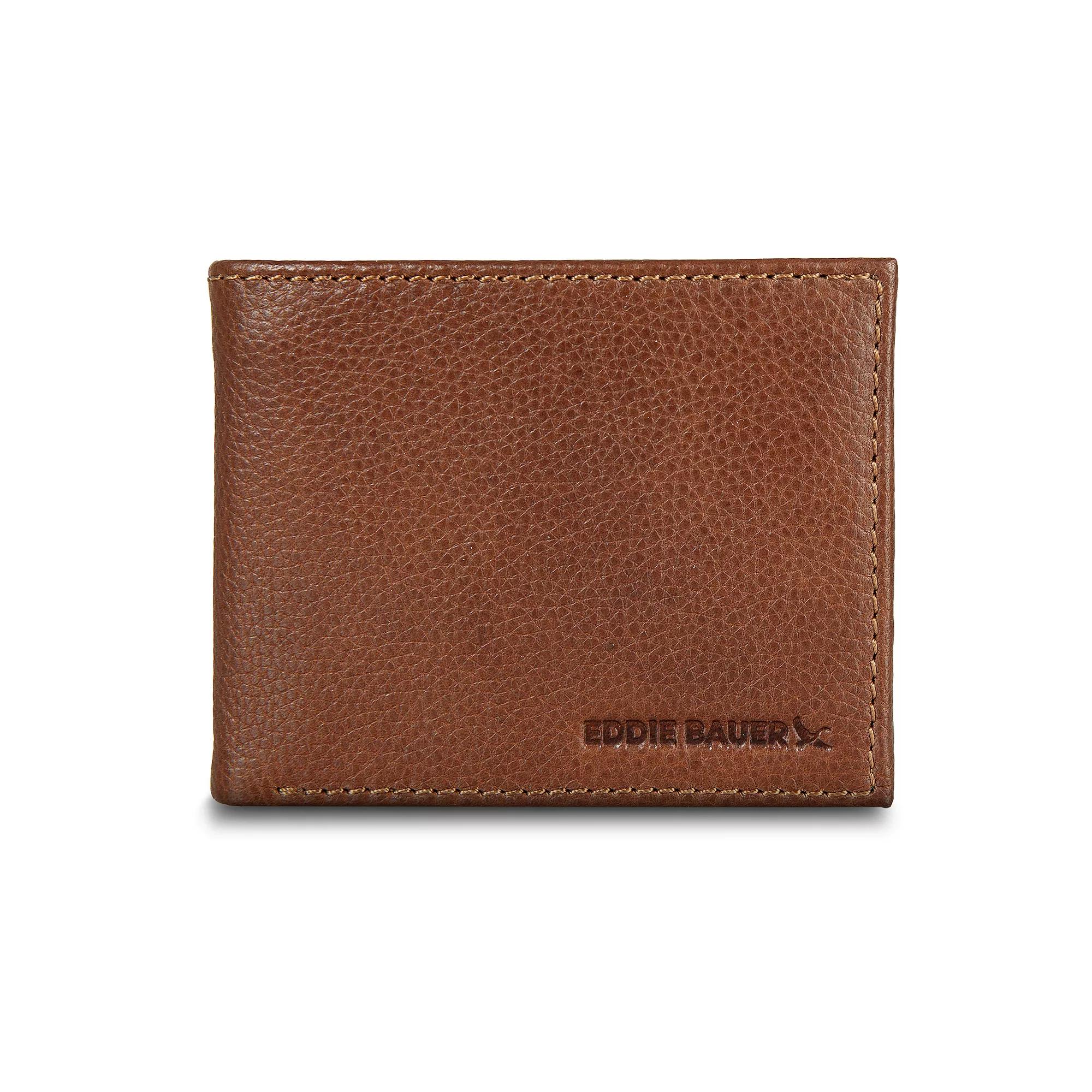 Men's Eddie Bauer Logo Leather Flip ID Bifold Wallet Product Image