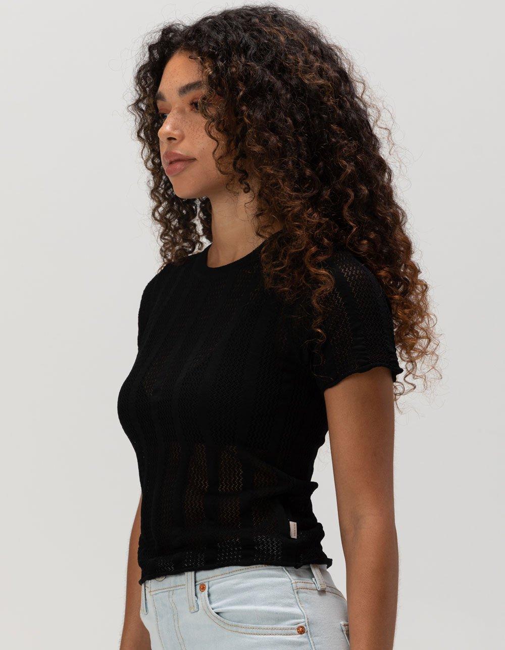 BRIXTON Sheer Knit Womens Top - BLACK Product Image
