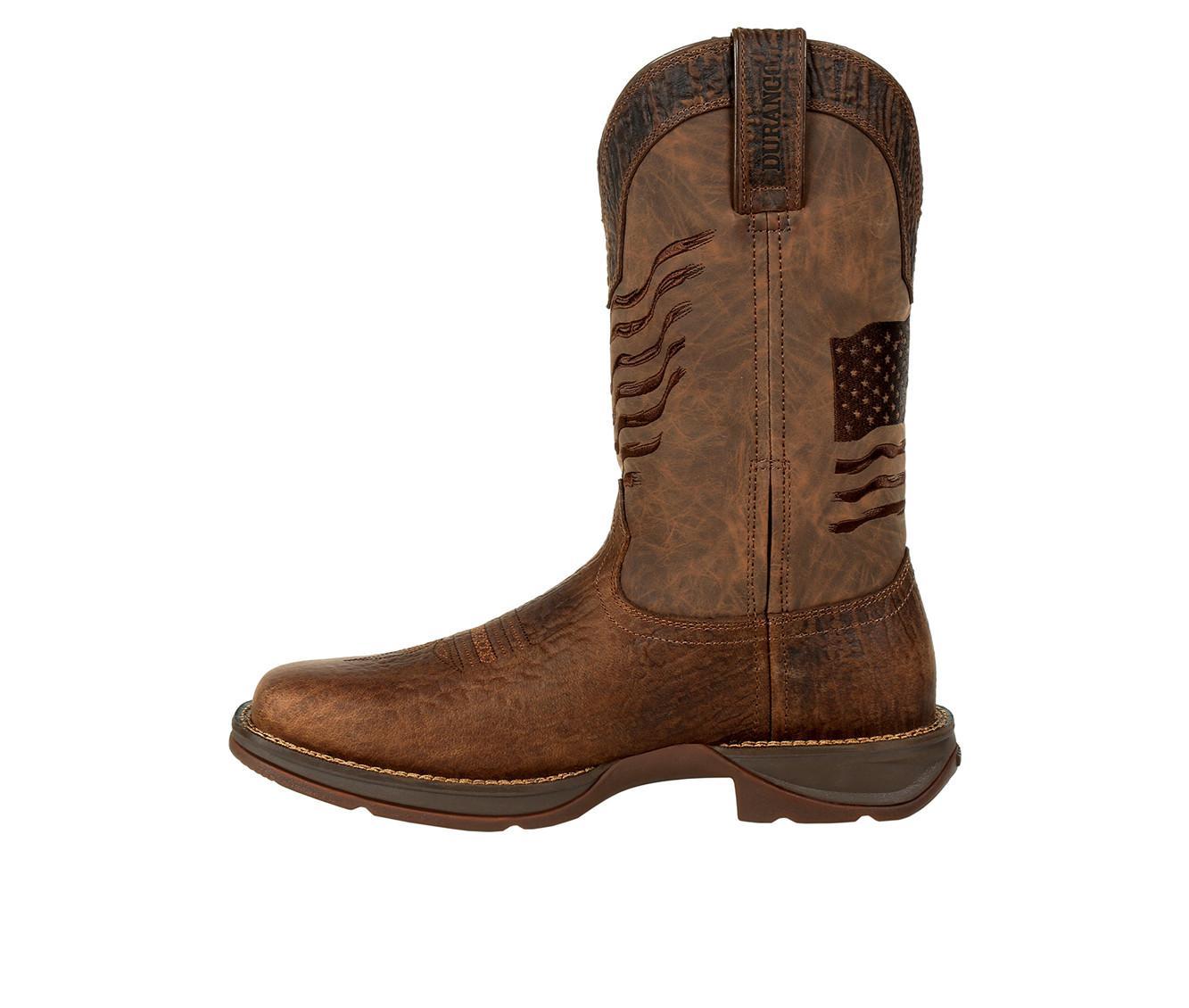 Men's Durango Rebel Brown Distressed Flag Embroidery Western Boots Product Image