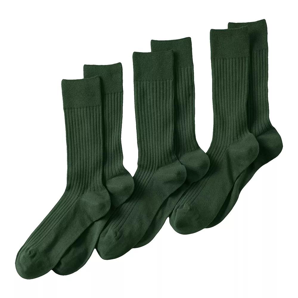 Men's Lands' End Seamless-Toe Cotton 3-Pack Dress Socks, Size: Large, Light Grey Product Image