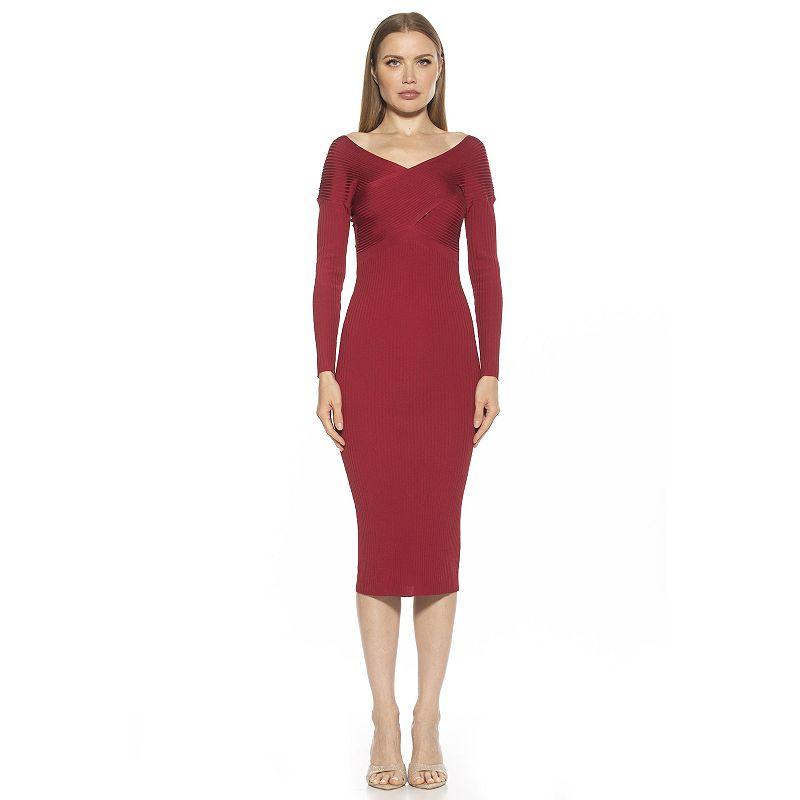 Women's ALEXIA ADMOR Christy Crossover Long Sleeve Ribbed Knit Dress,  Product Image