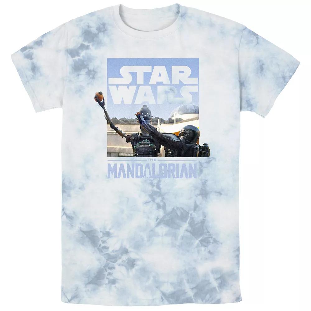 Men's Star Wars The Mandalorian Din Djarin IG-11 Scene Box Bombard Wash Graphic Tee, Size: Large, White Blue Product Image