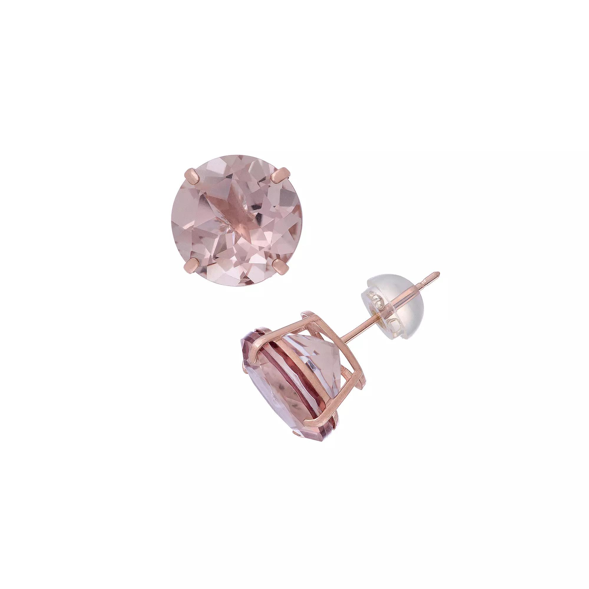 Designs by Gioelli 14k Rose Gold Simulated Morganite Stud Earrings, Women's, Pink Product Image
