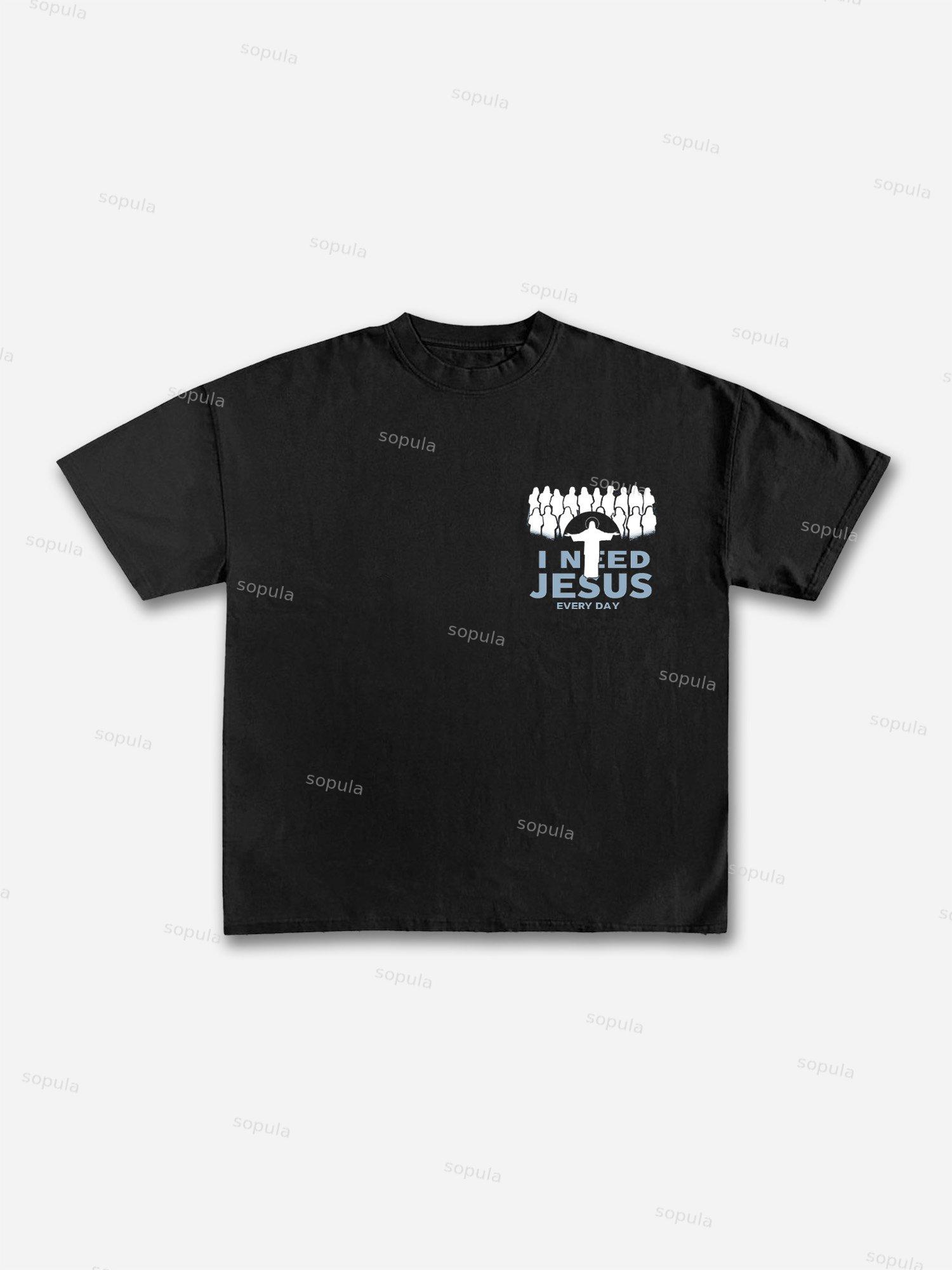 I Need Jesus Cotton T-shirt Product Image