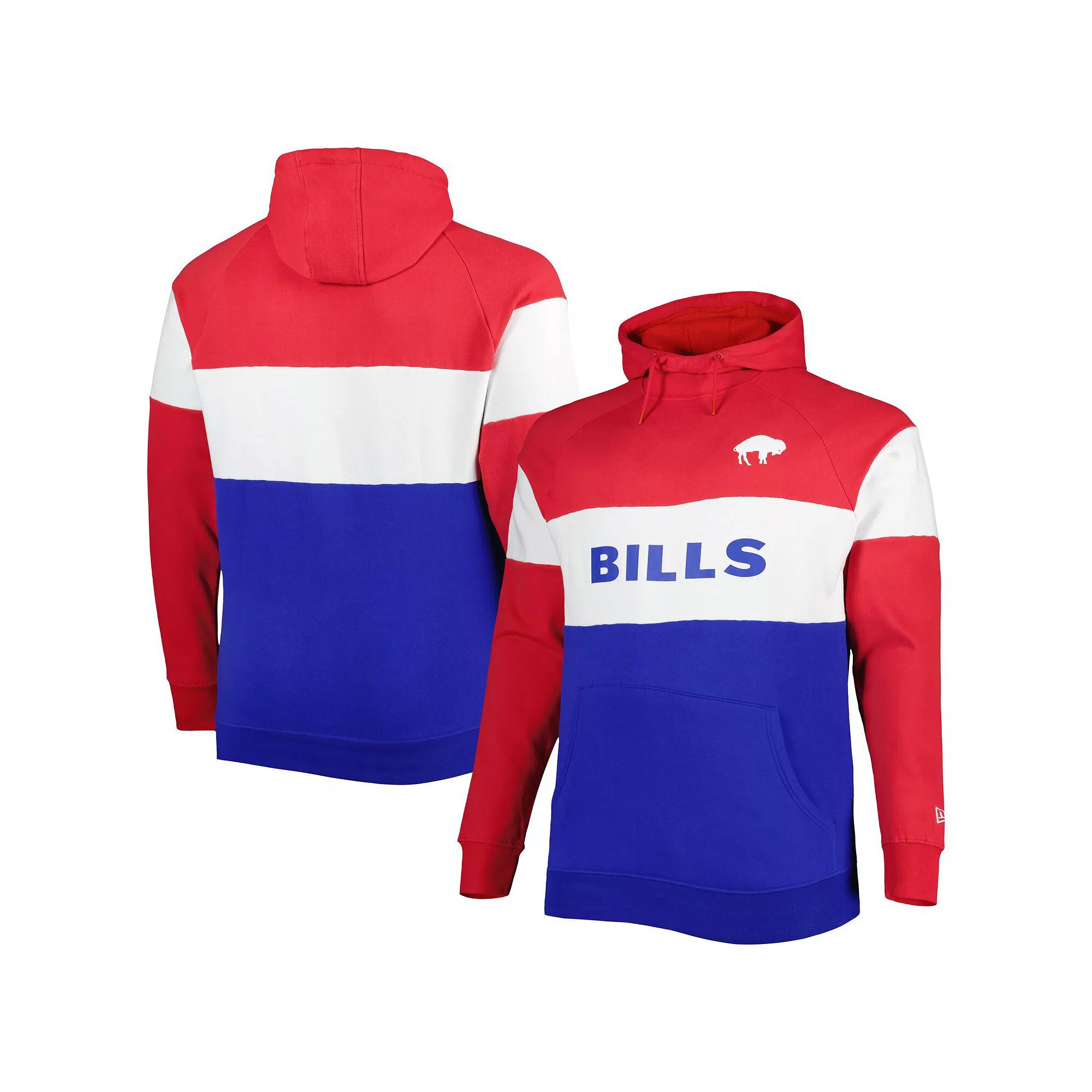 Men's New Era Royal Buffalo Bills Big & Tall Throwback Colorblock Raglan Pullover Hoodie, Size: 3XLT, Blue Product Image
