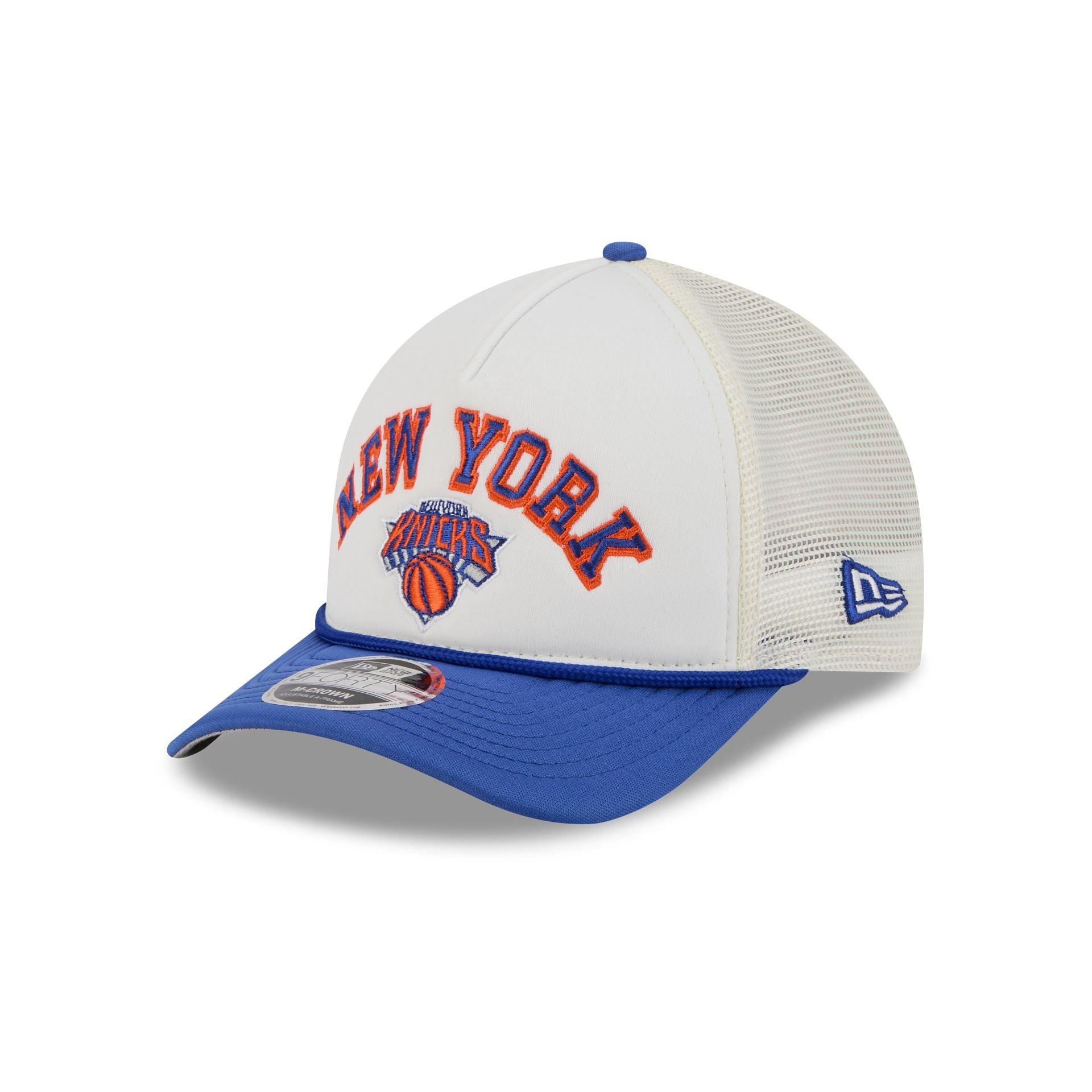 New York Knicks Chrome Arch 9FORTY M-Crown A-Frame Trucker Hat Male Product Image