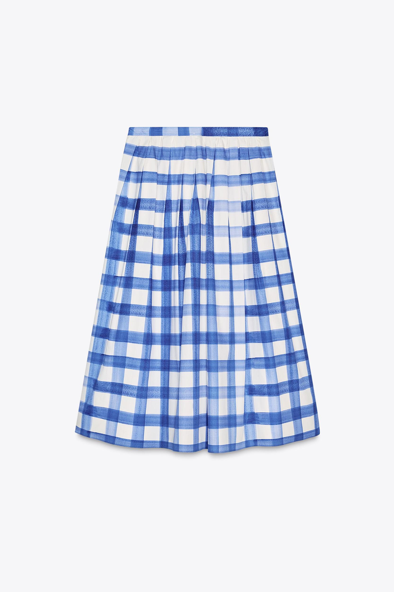 CHECKERED MIDI SKIRT ZW COLLECTION Product Image