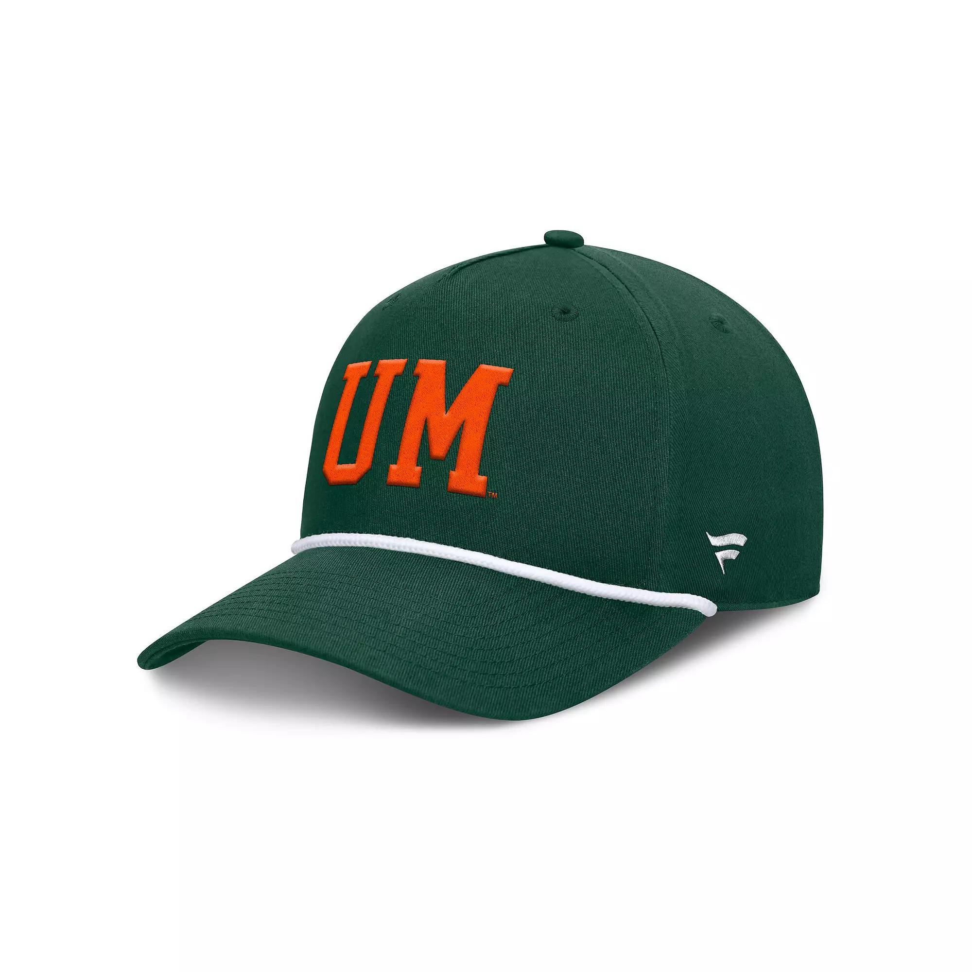 Men's Fanatics Green Miami Hurricanes Foul Ball Rope Adjustable Hat Product Image