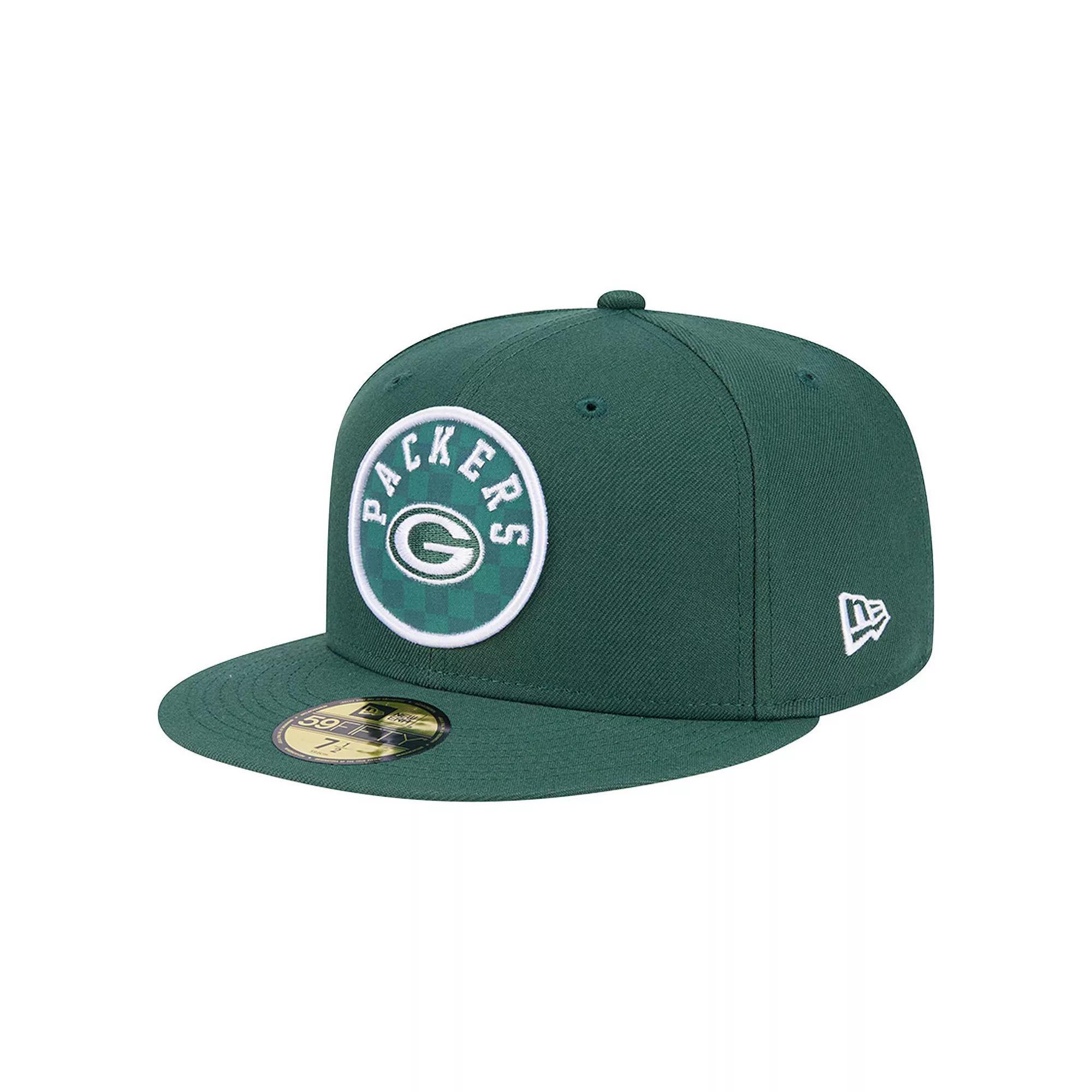 Men's New Era Green Green Bay Packers Checkered 59FIFTY Fitted Hat,  Product Image