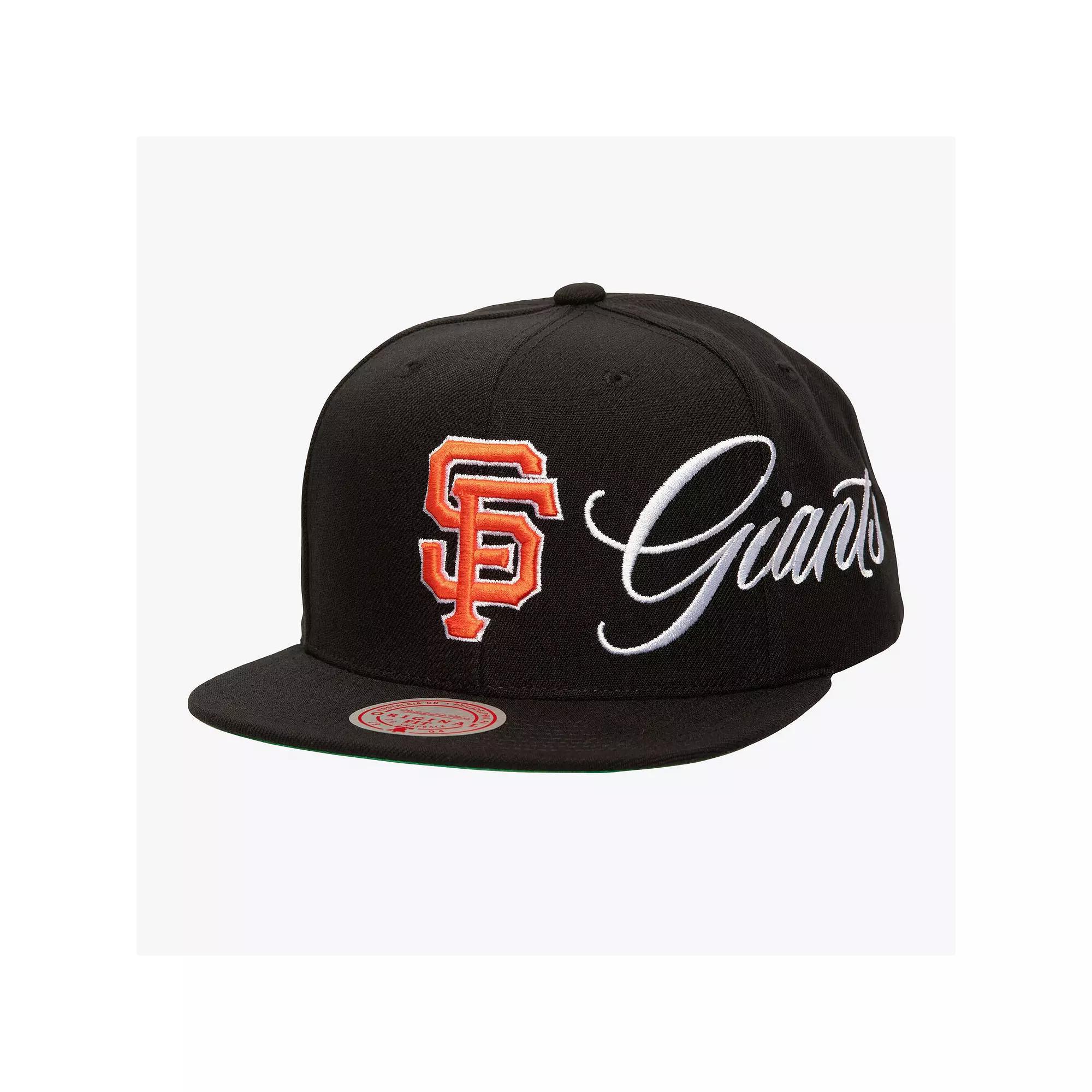 Men's Mitchell & Ness Black San Francisco Giants Just Don x MLB Lux Script Snapback Hat Product Image