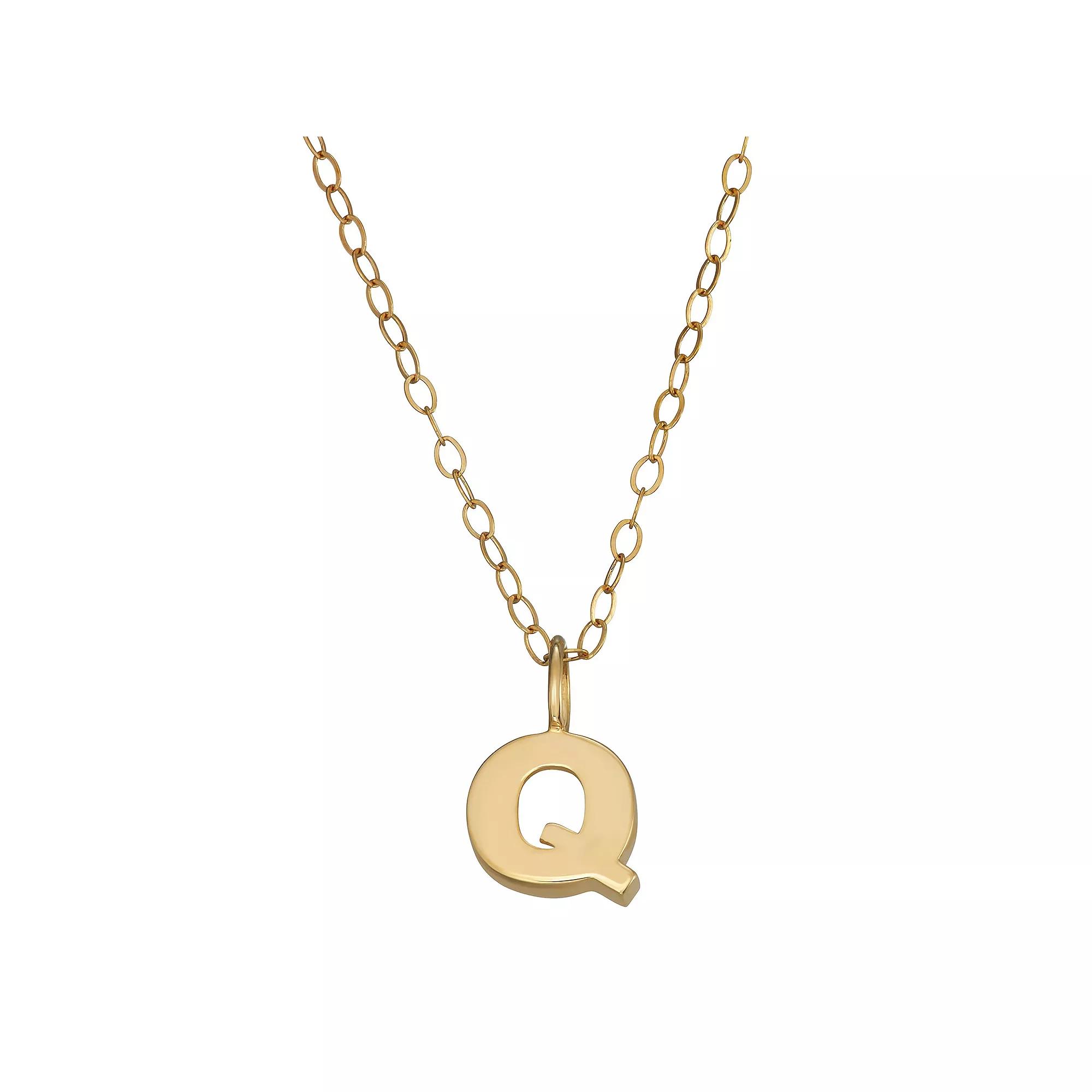 10K Gold Initial Pendant on 14K Gold Filled Chain, Womens Product Image