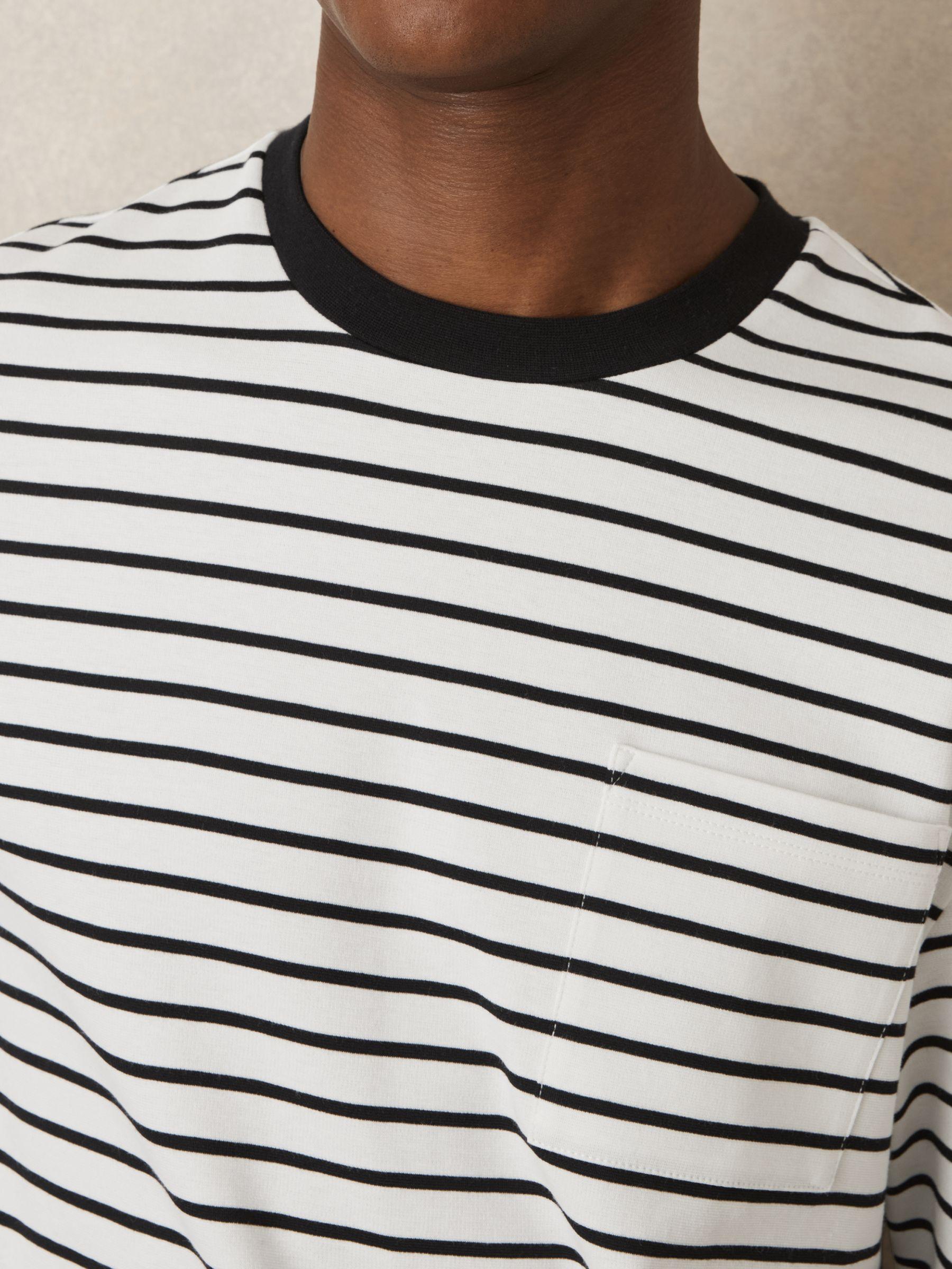 Breton-Stripe Long-Sleeve T-Shirt in White/Navy Product Image