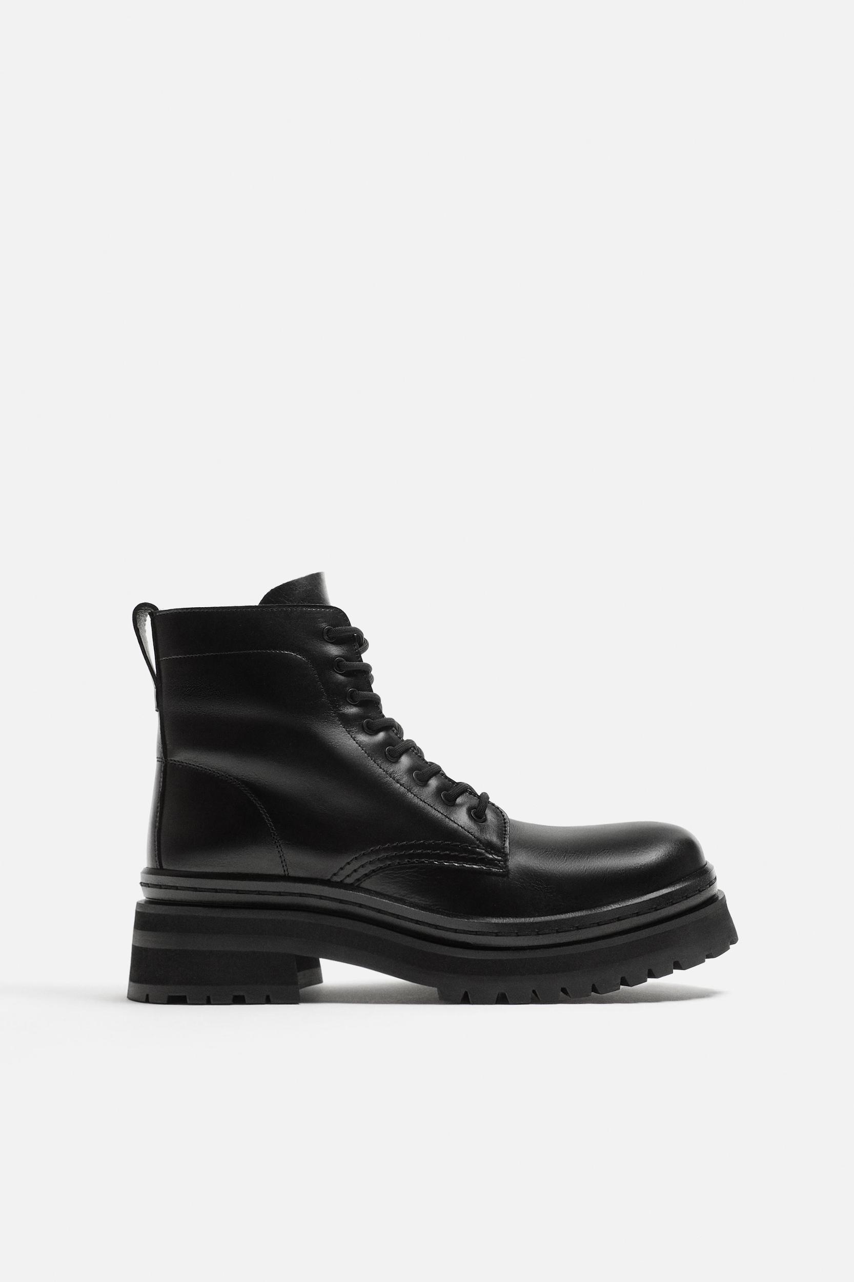 LEATHER LACE-UP BOOTS Product Image