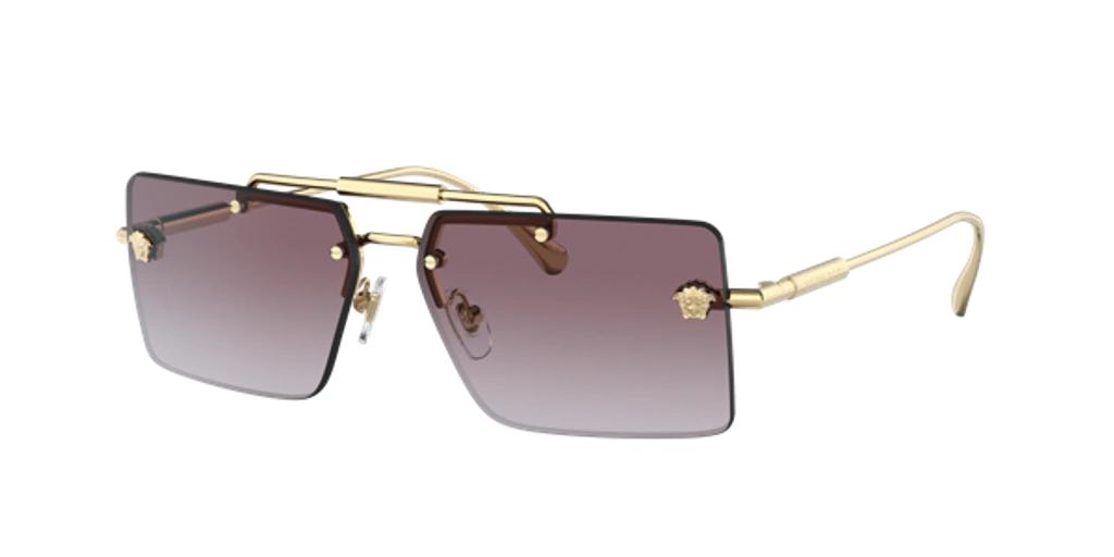 VERSACE Pink Gradient Flash Mirror Rectangular Ladies Sunglasses Ve2245 100258 60 In Brown Product Image
