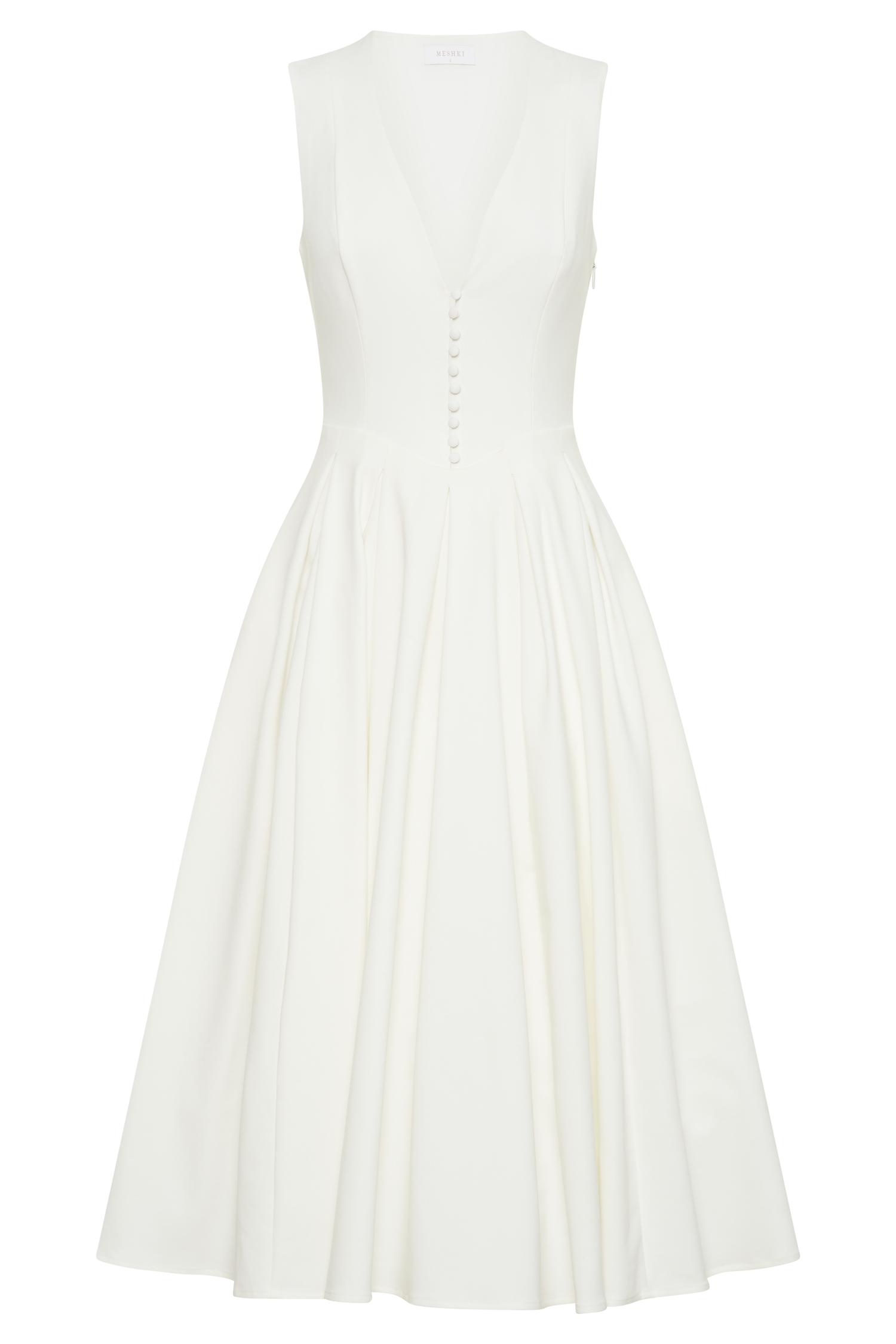 Keely Cotton Sleeveless Midi Dress - White Product Image