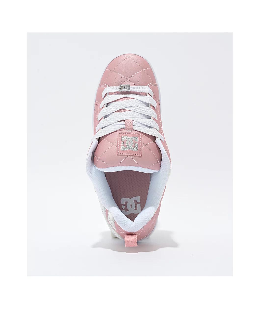 DC Court Graffik SE Pink & Silver Skate Shoes Product Image